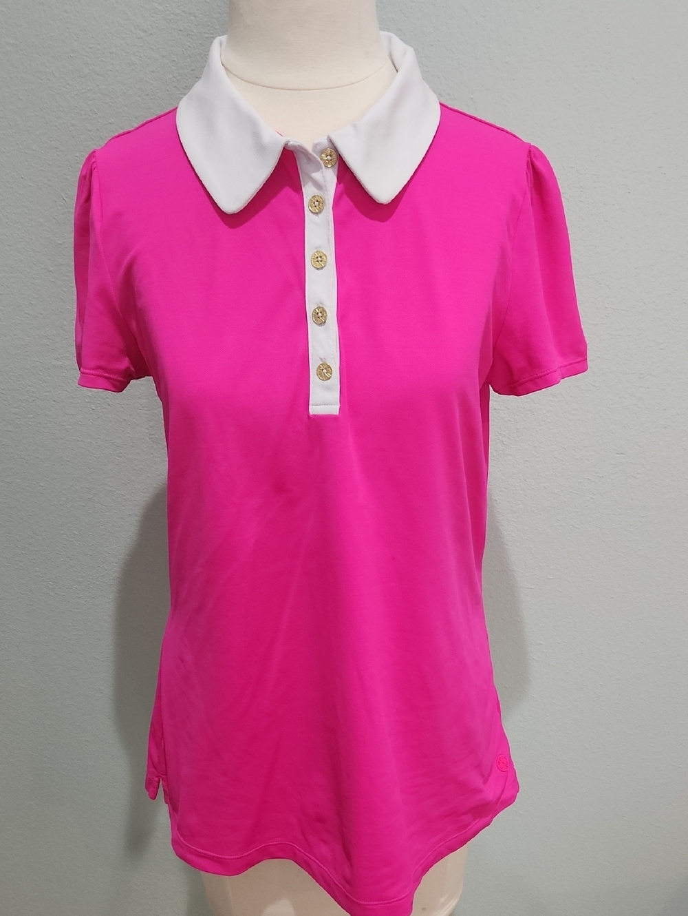 Lilly Pulitzer Hot Pink Polo with White Collar